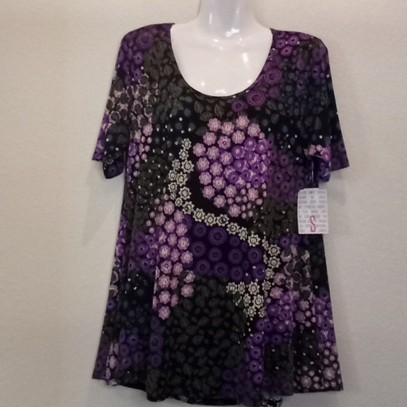 LulaRoe Floral Print Perfect T Tunic Top - Picture 7 of 14